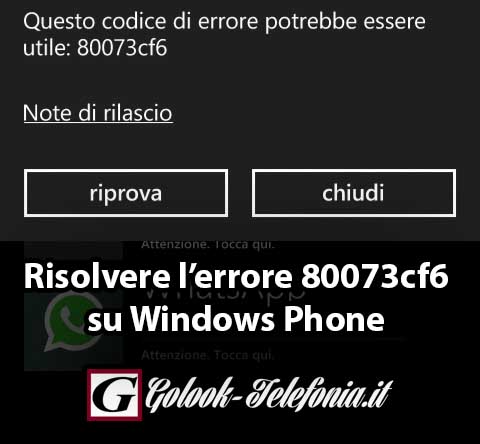 windows phone errore 80073cf6