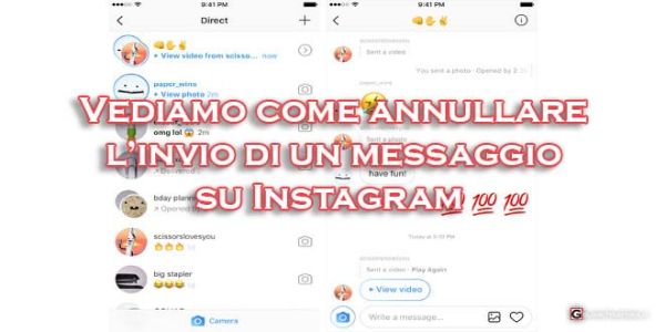 instagram annullare invio messaggio